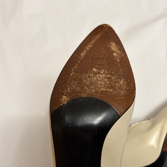 Stuart Weitzman Leather Cream Heels Size 10 Made in Spain - Picture 12 of 15